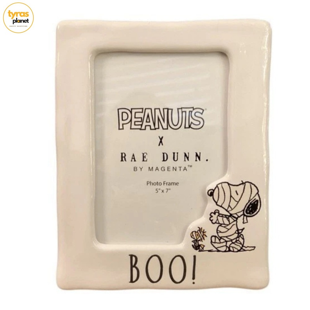 Rae Dunn Peanuts Snoopy Woodstock Mummy Halloween BOO! 5"x7" Picture Frame